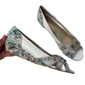 Sharif 1827 Multicolor Floral Wedge leather Sandals Open Toe Size 8.5 New